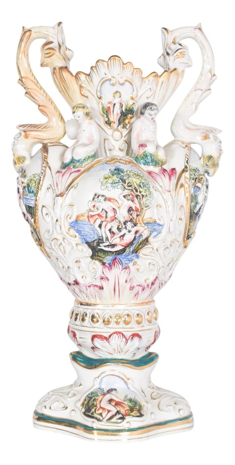 Amphora Shaped Polychrome Pottery Jar, 1950s (1 of 12)