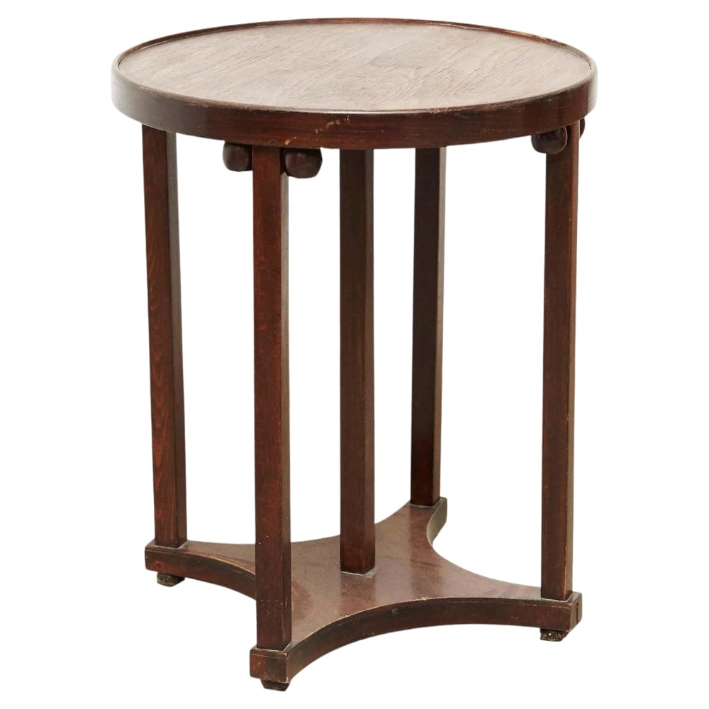 Table attributed to Josef Hoffmann for Kohn, 1920s: Table designed by Josef Hoffmann. Model 915/1p Art Nouveau table from Jacob & Josef Kohn manufactured, circa 1920. Measures: diameter 60, height 72 cm. In original condition, with minor wear