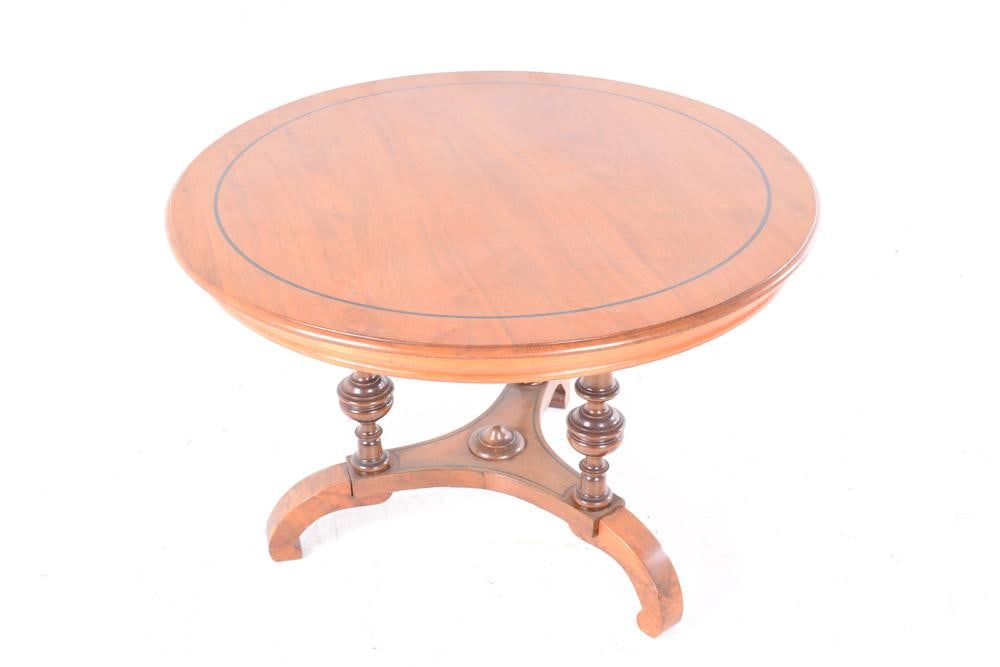 Antique Wood Table with Round Top - 2