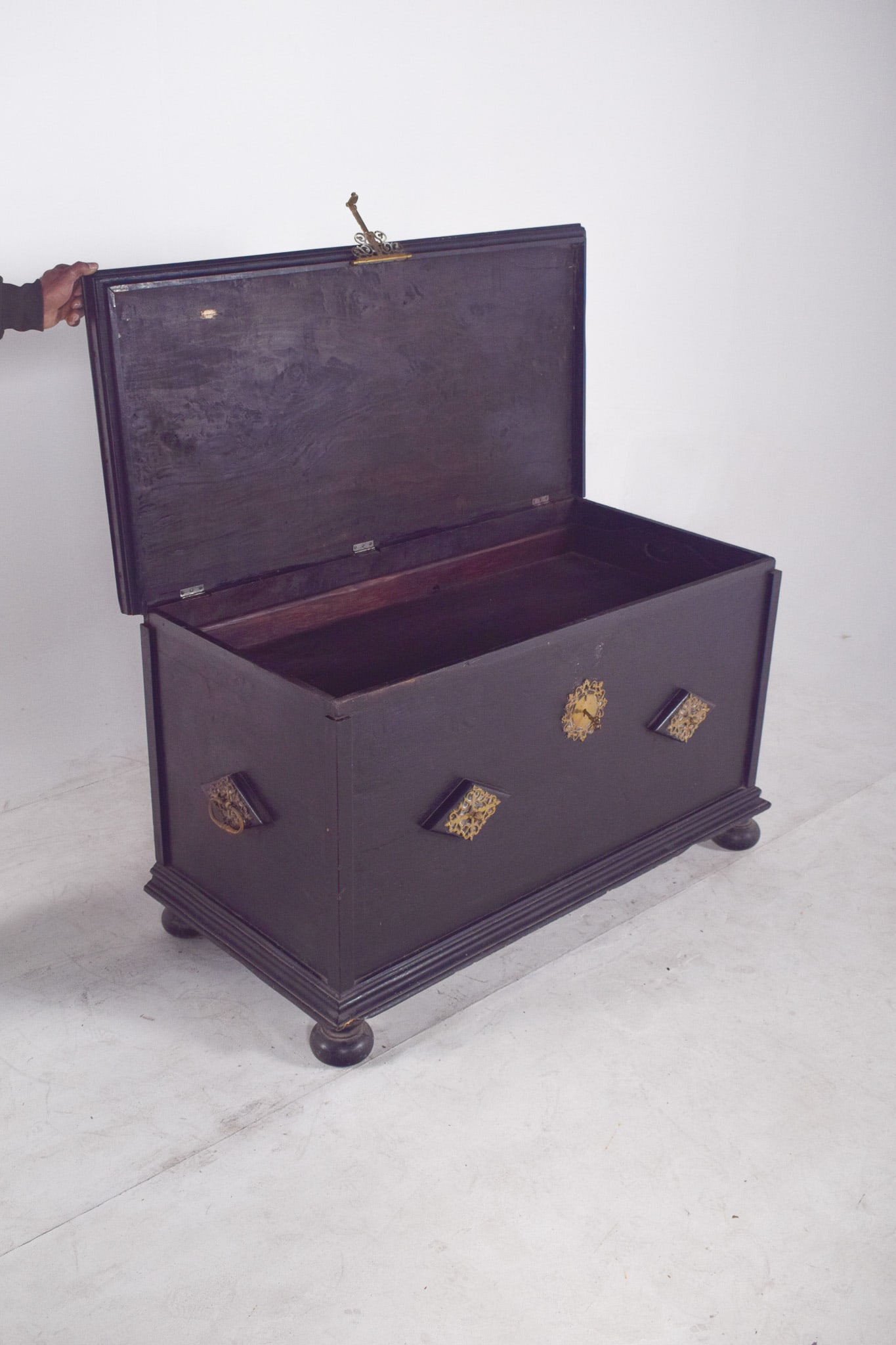 Antique Portuguese Chest with Tray, 1890s - 9