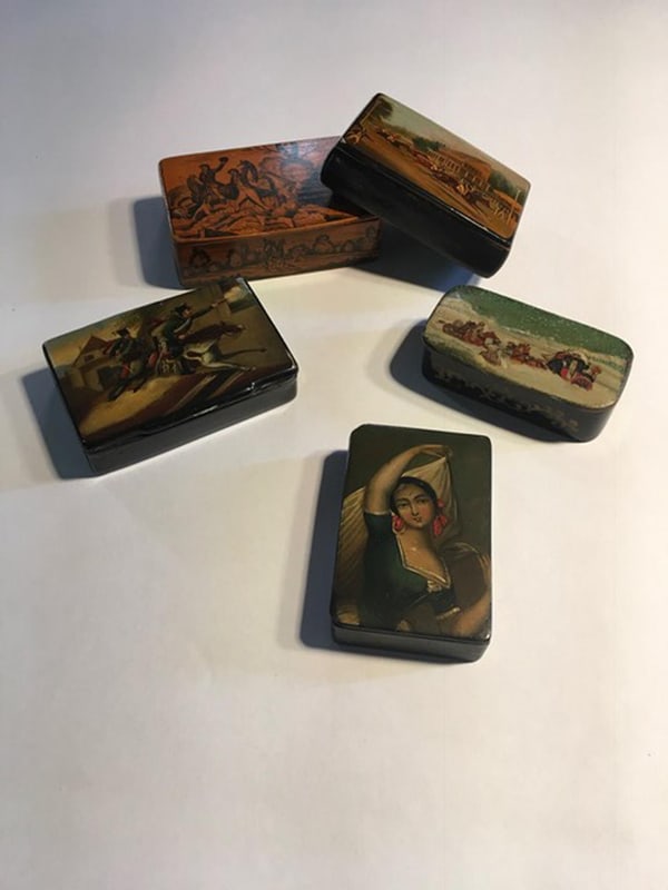 Wood Lacquered Boxes with Landscape Scenes, Set of 5 - 14