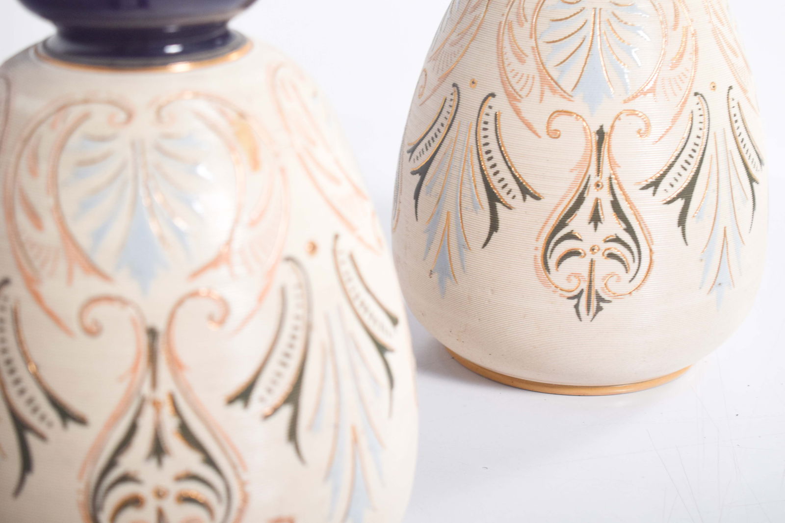 Pottery Cream-Colored Bulging Vases, 1910, Set of 2 - 6
