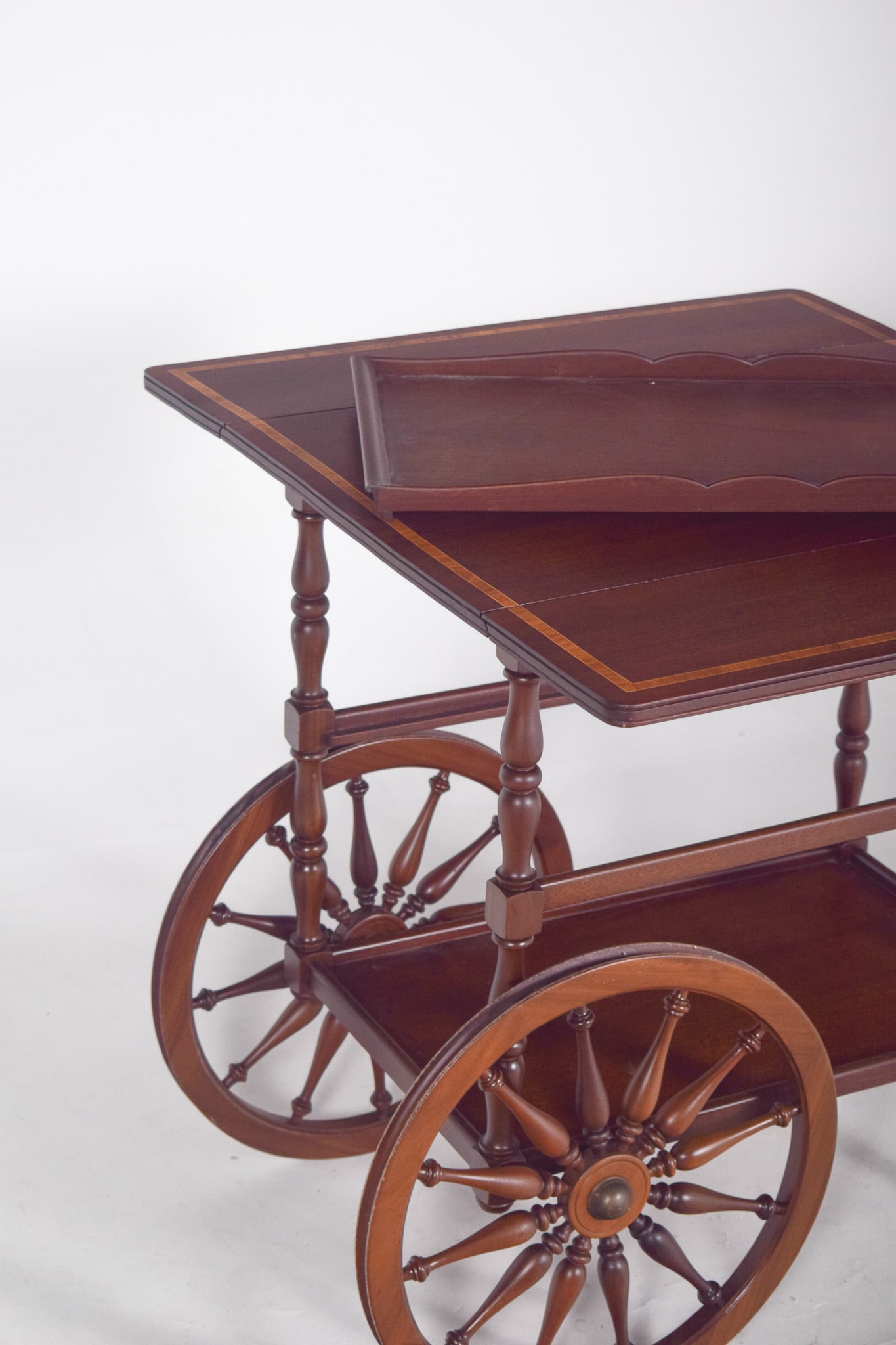 Mid-Century Mahogany Tea Trolley with Side Flaps, 1940s - 10