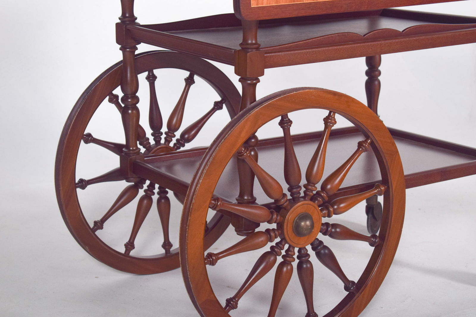 Mid-Century Mahogany Tea Trolley with Side Flaps, 1940s - 12