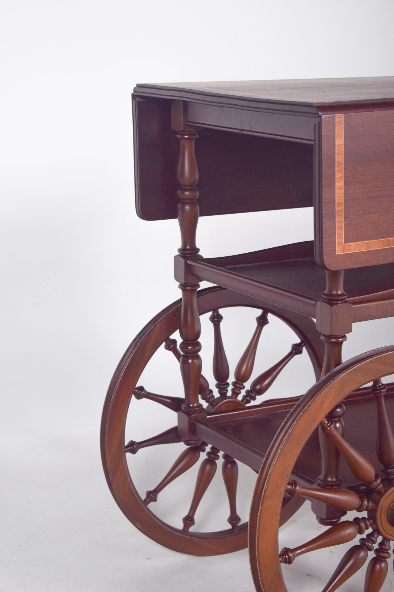Mid-Century Mahogany Tea Trolley with Side Flaps, 1940s - 5