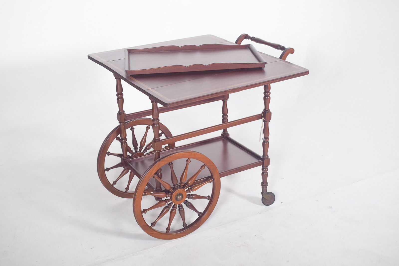 Mid-Century Mahogany Tea Trolley with Side Flaps, 1940s - 9