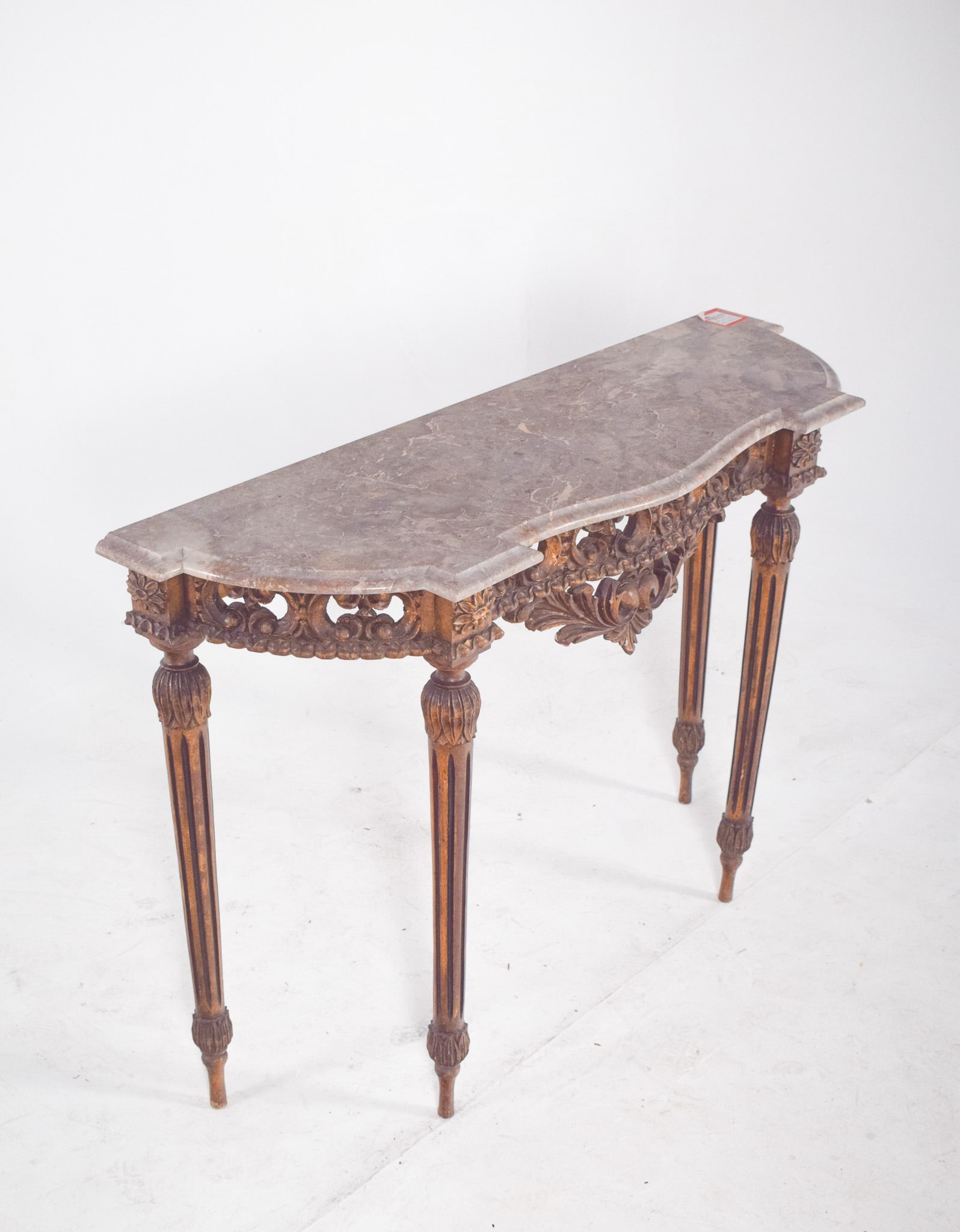 Portuguese Gilded Carving Side Table with Marble Top - 10