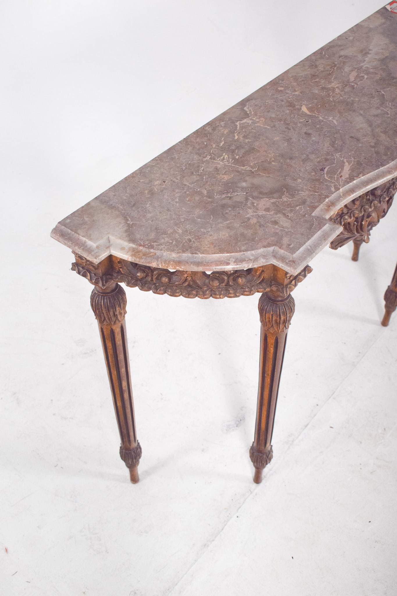 Portuguese Gilded Carving Side Table with Marble Top - 11