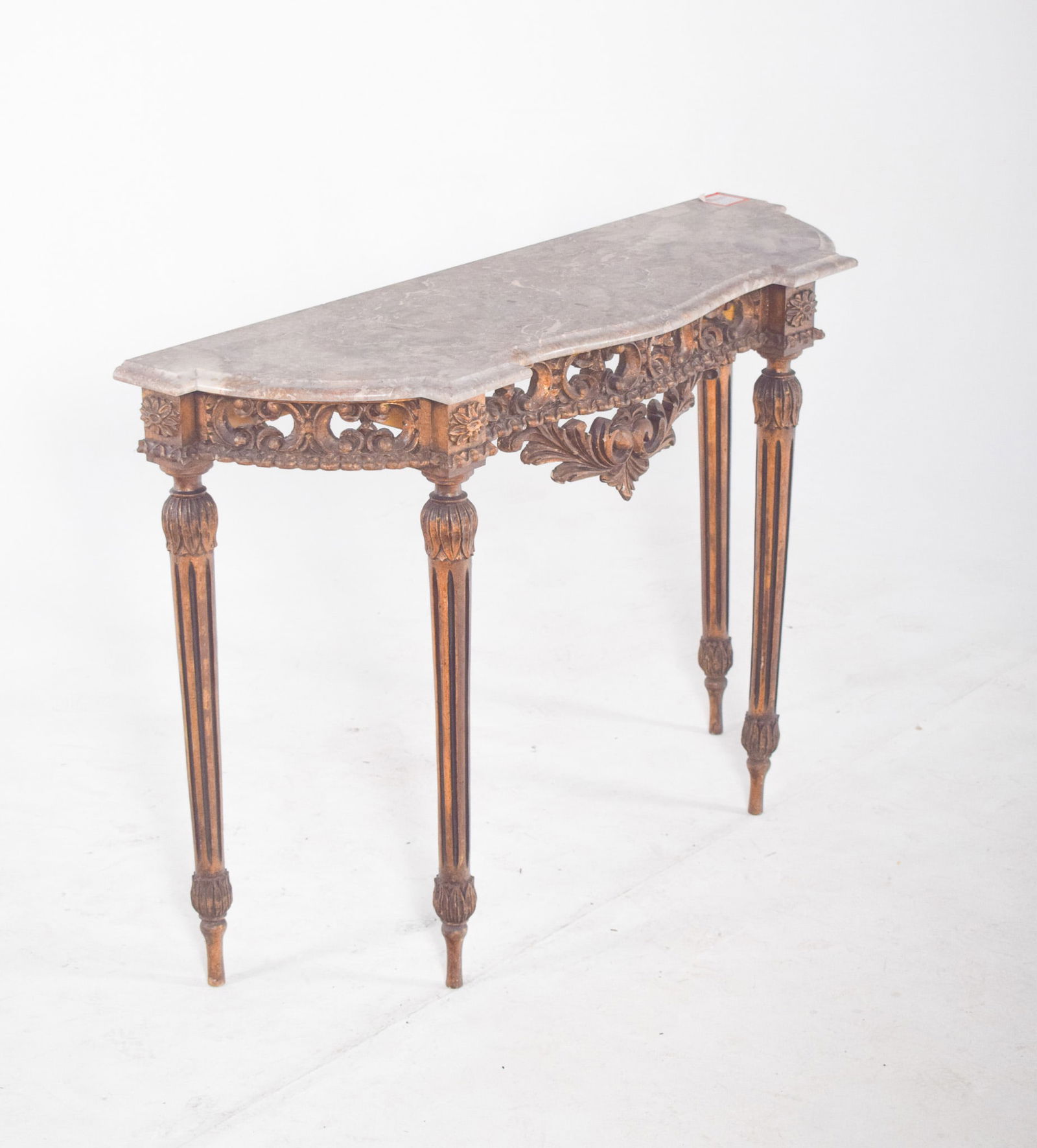Portuguese Gilded Carving Side Table with Marble Top - 7