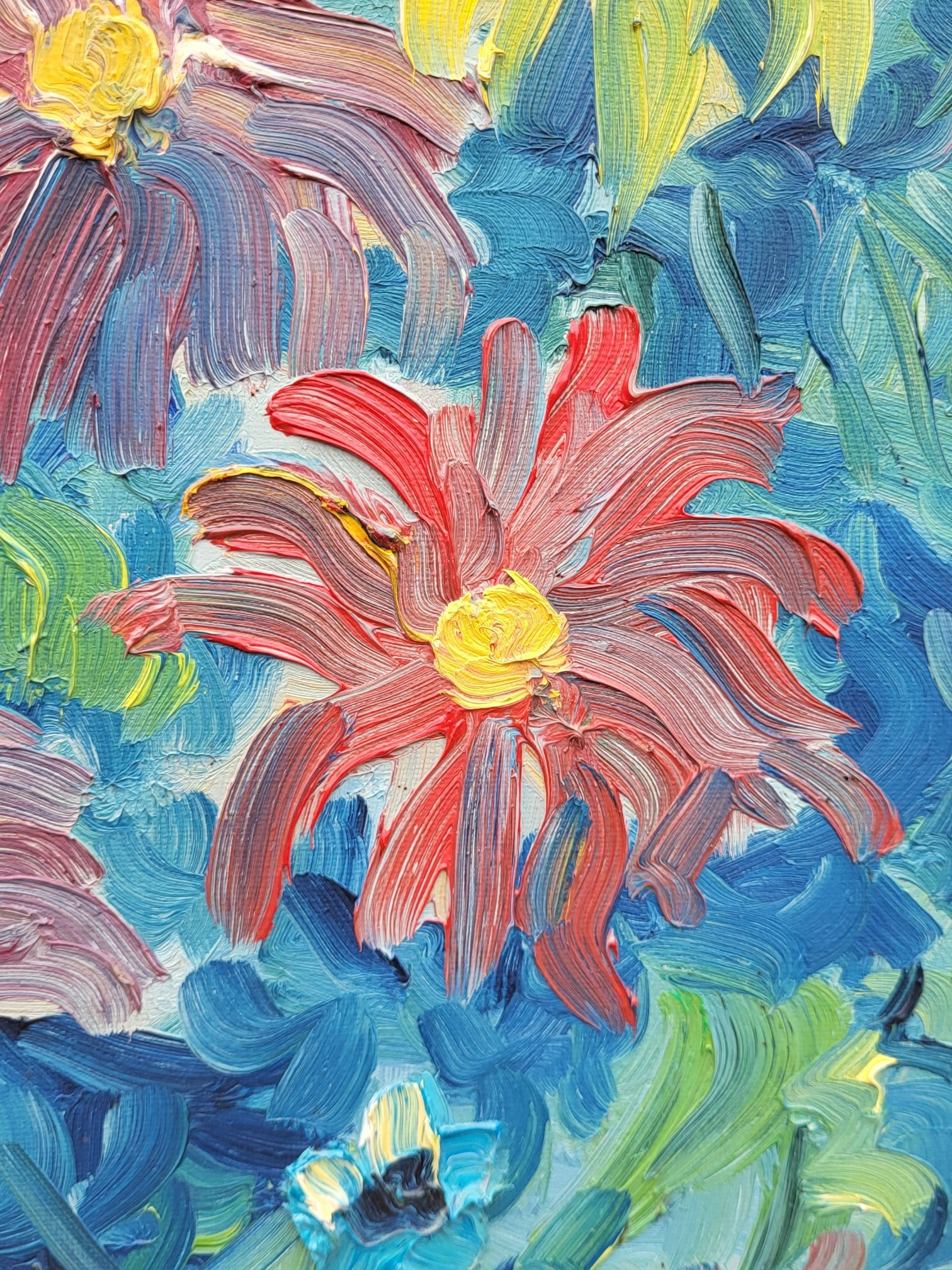 Fernand Rolland, Bouquet of Dahlias, 1961, Oil, Framed - 6