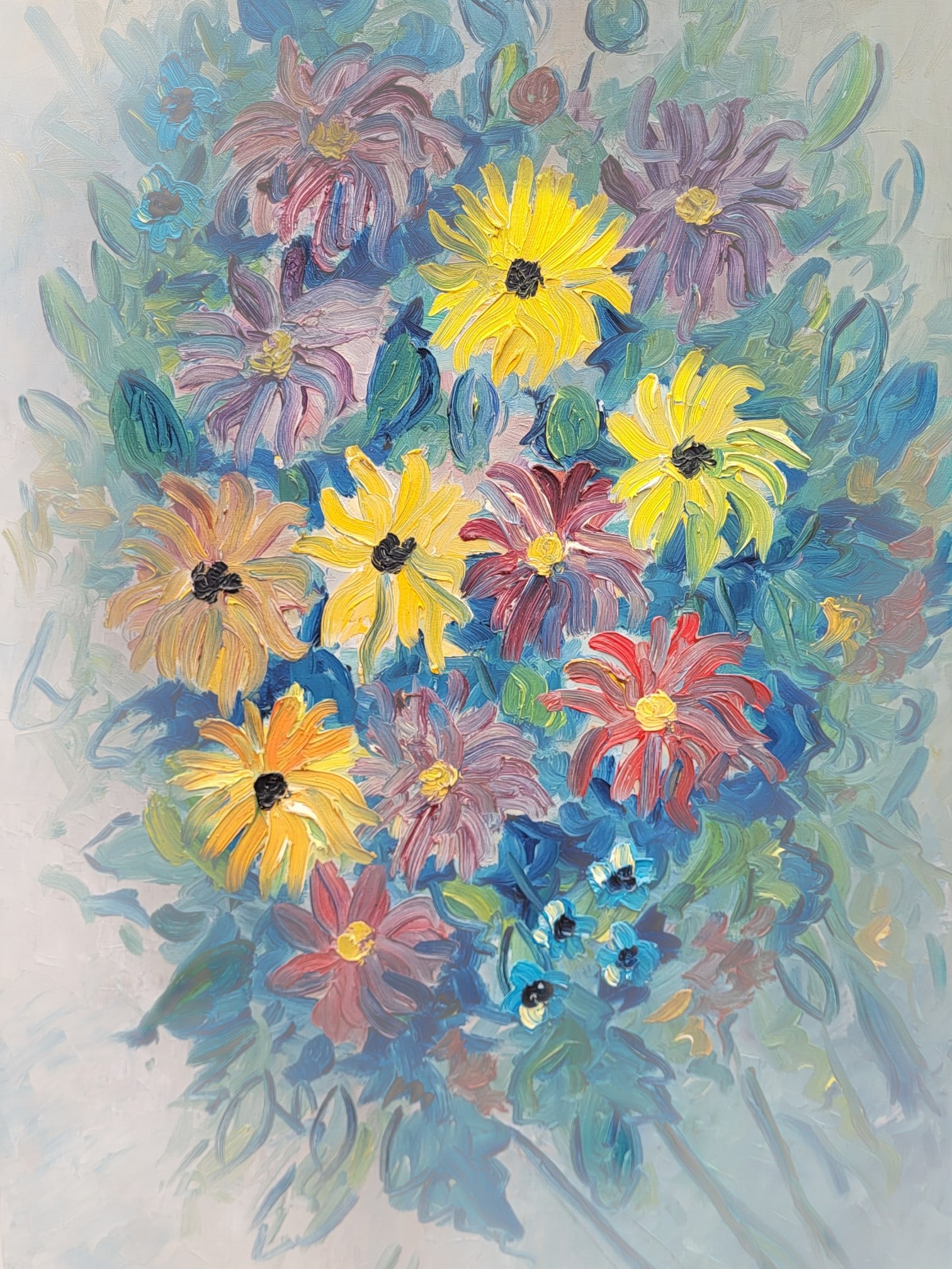 Fernand Rolland, Bouquet of Dahlias, 1961, Oil, Framed - 7