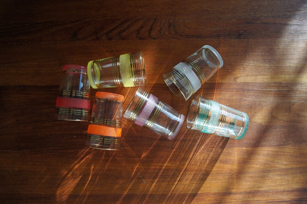 Frost & Gold Bands Glasses, 1950s, Set of 6 - 6