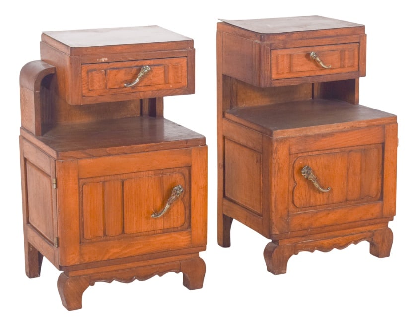 Portuguese Oak Bedside Tables, 1980s, Set of 2 (1 of 9)