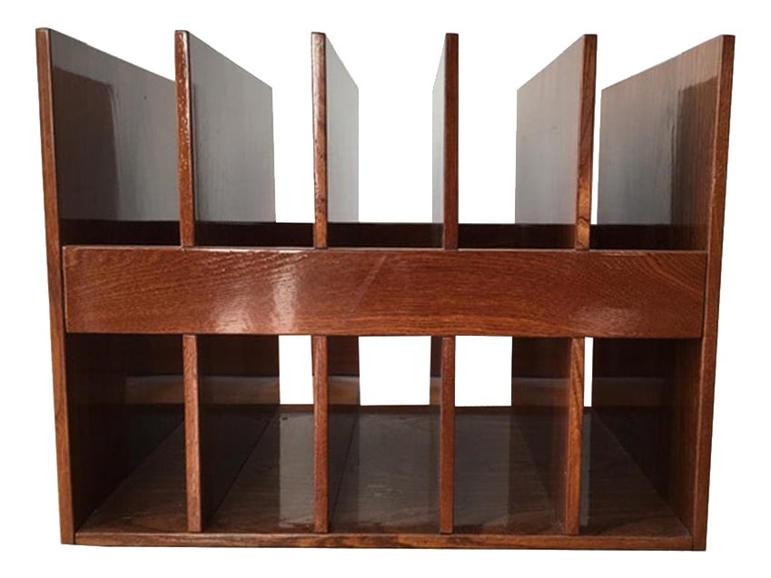Mid-Century Modern Magazine Rack in Walnut, Italy: This is a piece totally hand made in pearwood by Italian artisans in the 1980 It is beautiful the finish that shows the wood texture- A piece useful with a great charm. Country of Manufacture: Italy D