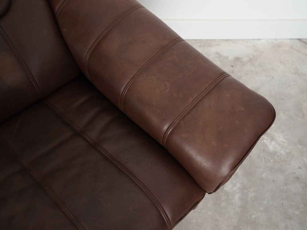 Swiss Brown Leather Sofa from de Sede, 1970s - 14