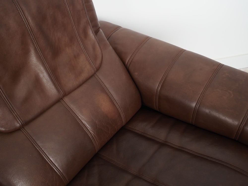 Swiss Brown Leather Sofa from de Sede, 1970s - 15