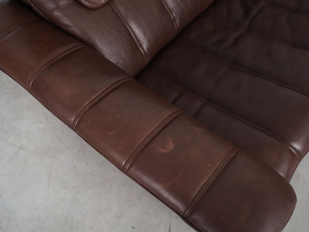 Swiss Brown Leather Sofa from de Sede, 1970s - 18