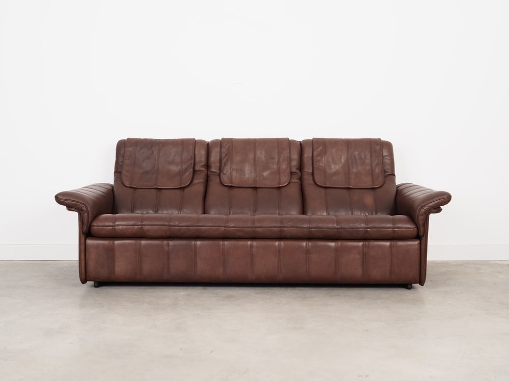 Swiss Brown Leather Sofa from de Sede, 1970s - 5