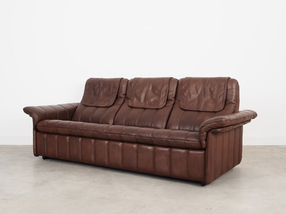 Swiss Brown Leather Sofa from de Sede, 1970s - 6