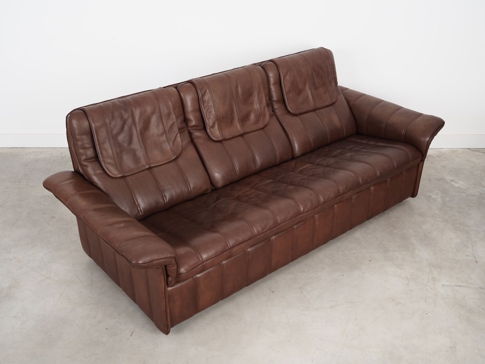 Swiss Brown Leather Sofa from de Sede, 1970s - 7