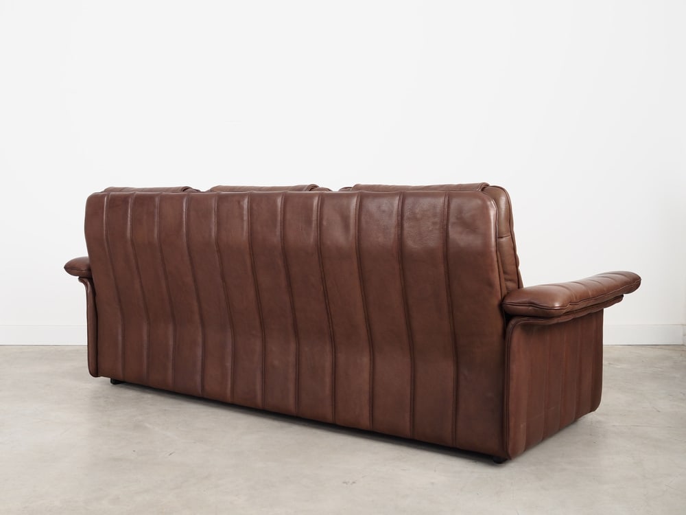 Swiss Brown Leather Sofa from de Sede, 1970s - 9