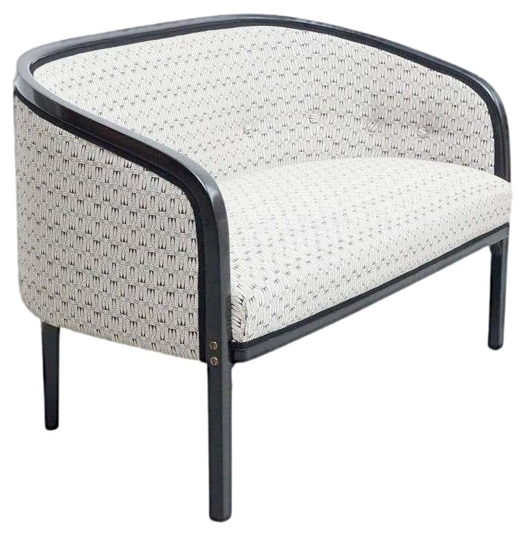 20th Century Woden Sofa by Josef Hoffmann for Kohn: Early 20th century sofa designed by Josef Hoffmann. Manufactured by Khon. In good condition, with minor wear consistent with age and use, preserving a beautiful patina. Reupholstered. Materials: Wood