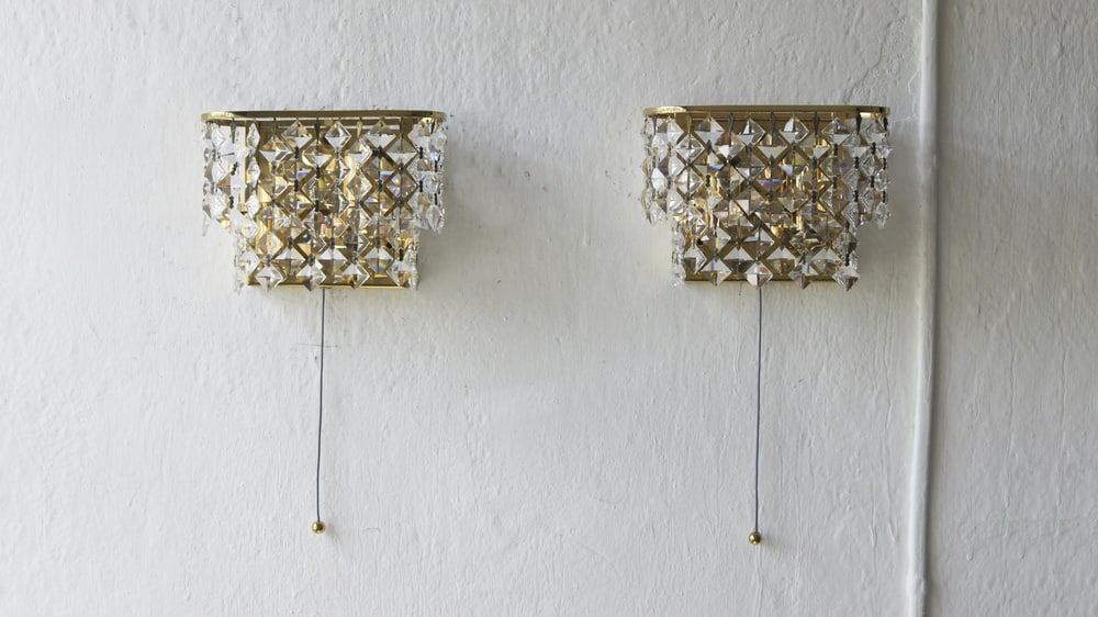 Crystal Glass Wall Lamps from Palwa, Set of 2 - 4
