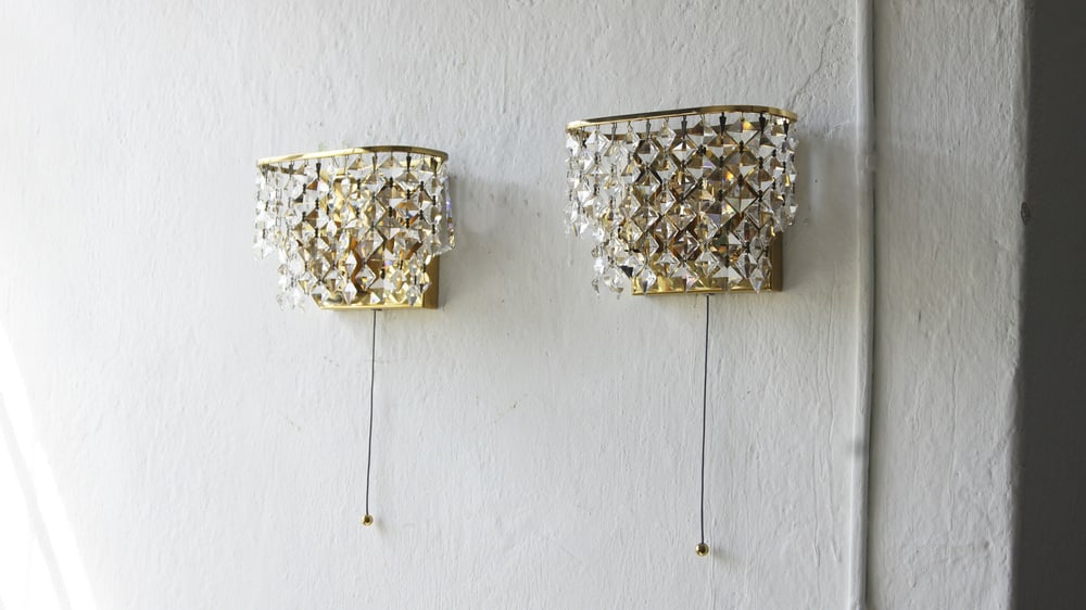 Crystal Glass Wall Lamps from Palwa, Set of 2 - 5