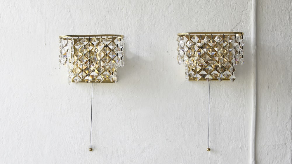 Crystal Glass Wall Lamps from Palwa, Set of 2 - 6