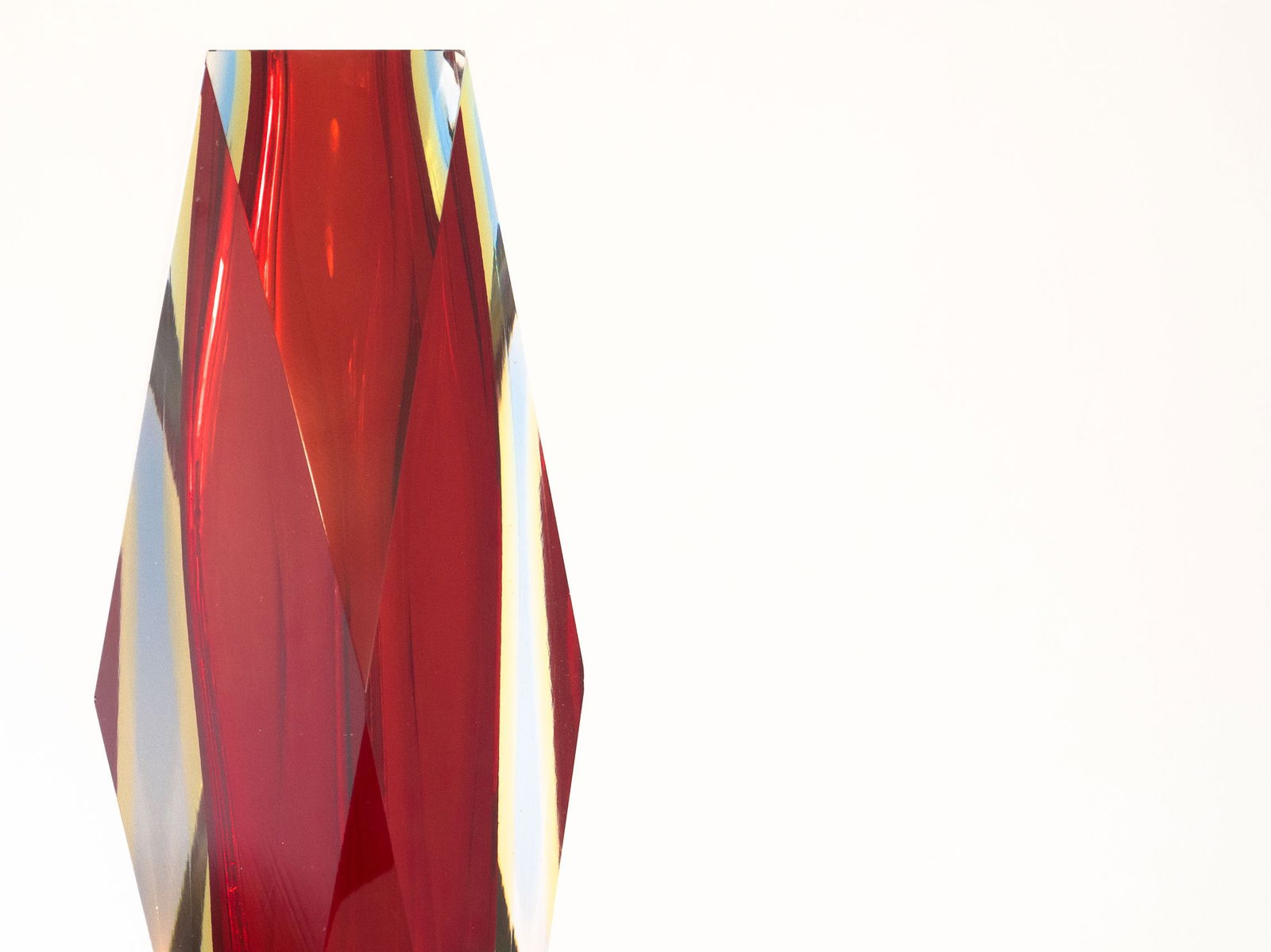 Large Murano Sommerso Facet Cut Glass Vase - 2