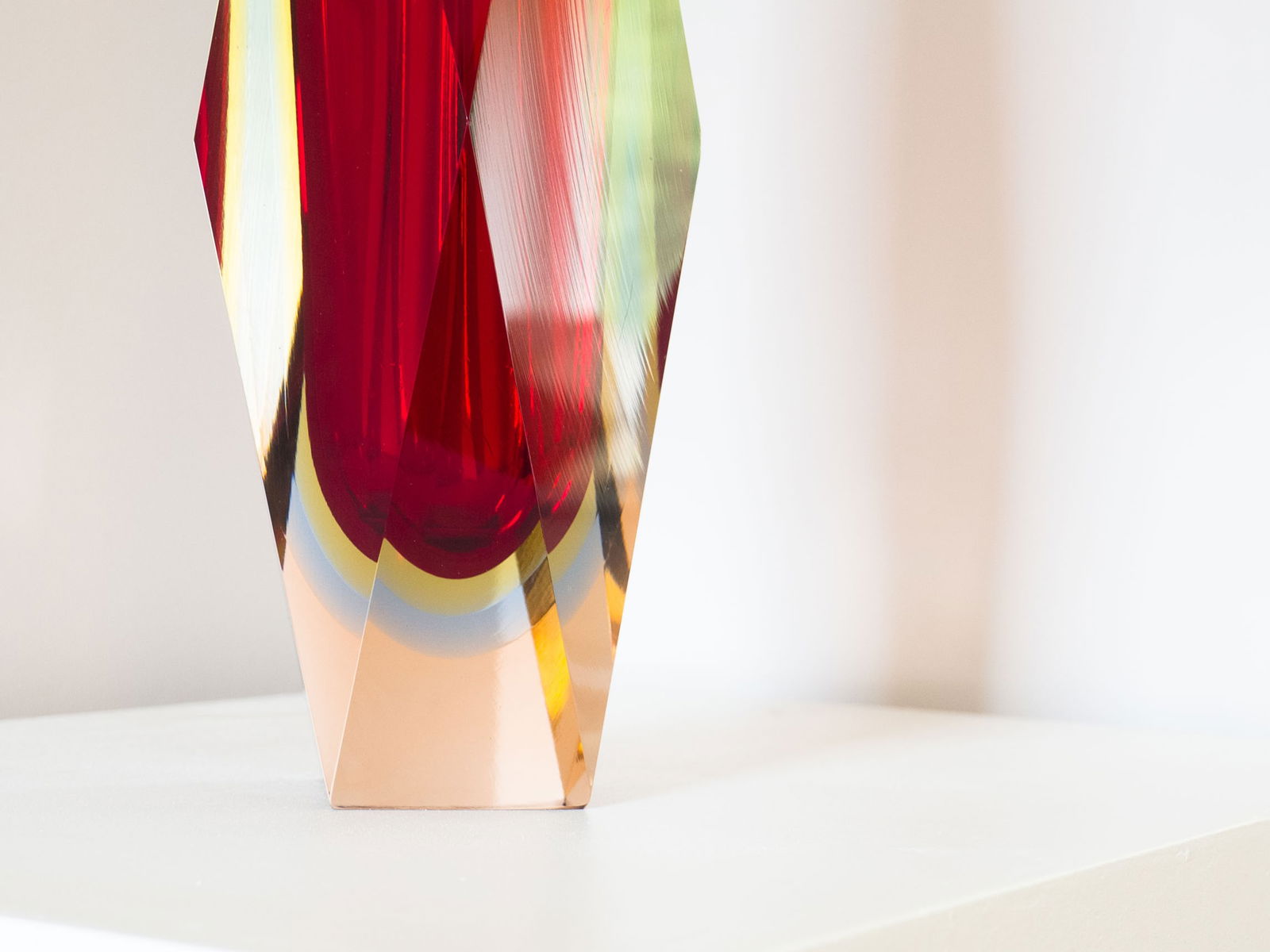 Large Murano Sommerso Facet Cut Glass Vase - 3