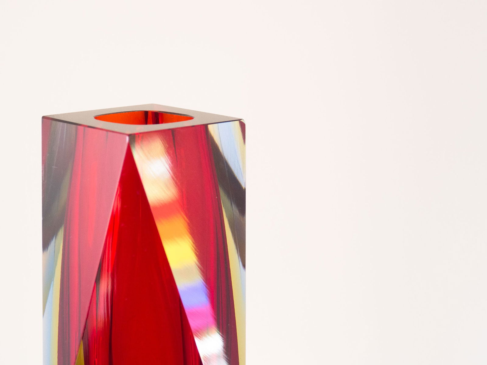 Large Murano Sommerso Facet Cut Glass Vase - 4