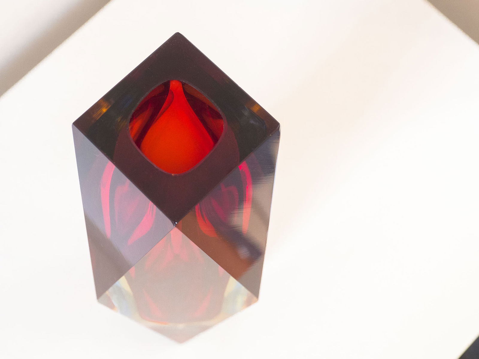 Large Murano Sommerso Facet Cut Glass Vase - 5