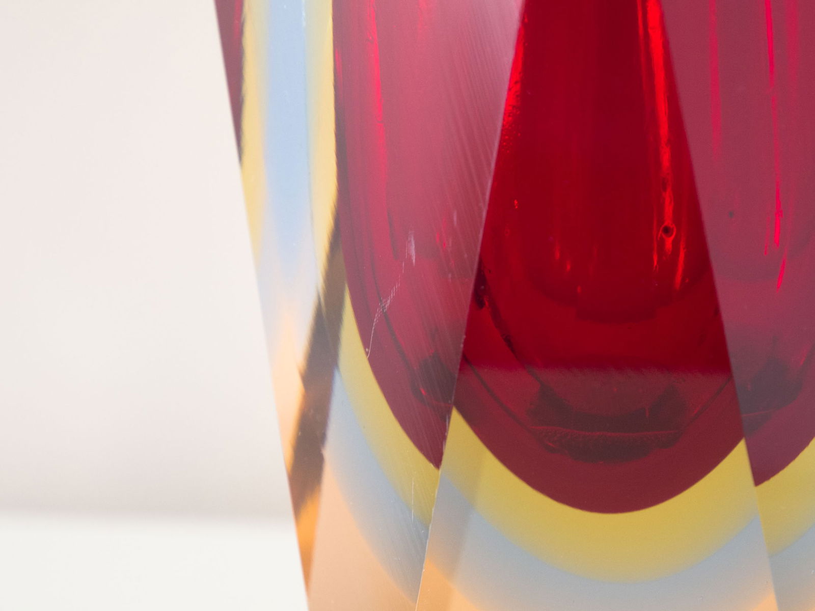 Large Murano Sommerso Facet Cut Glass Vase - 6