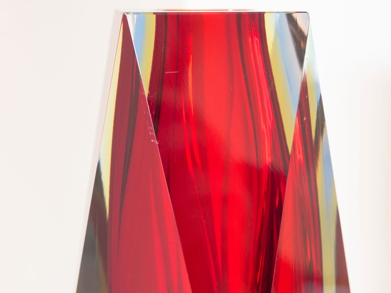 Large Murano Sommerso Facet Cut Glass Vase - 7