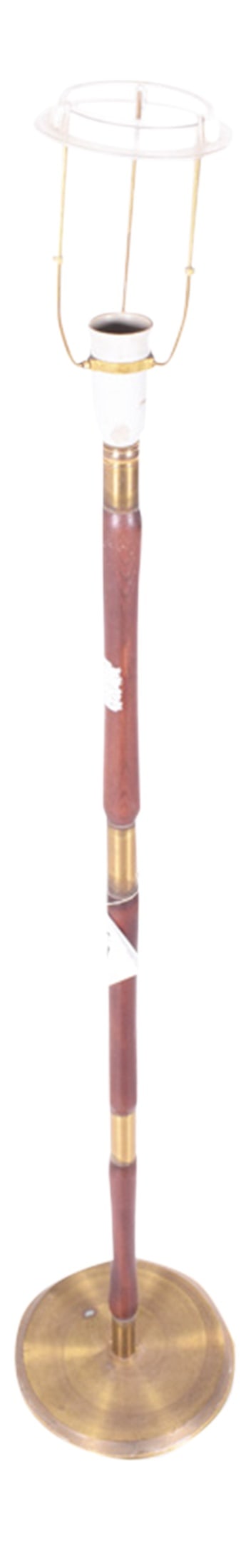 Danish Wood & Brass Floor Lamp, 1950s: Floor lamp in wood and brass, produced in Denmark. Country of Manufacture: Denmark Design Period: 1950 to 1959 Production Period: 1950 to 1959 Restoration and Damage Details: Light wear consistent