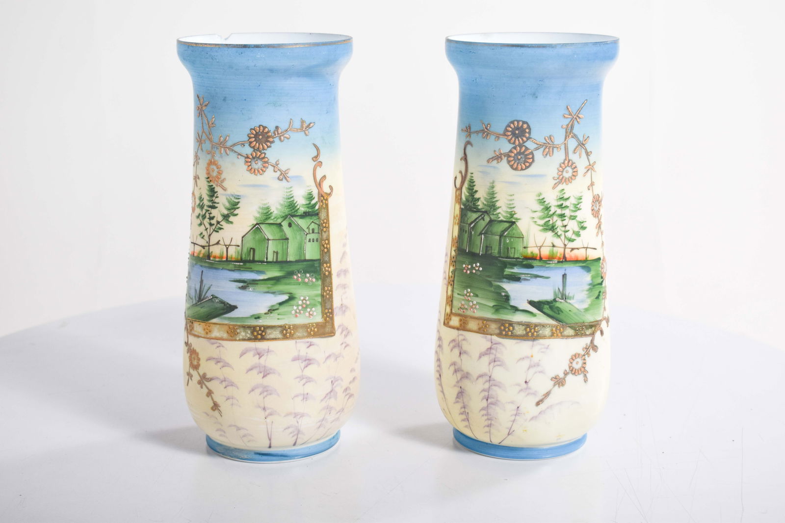 Glass Vases with Wide Mouths, 1910s, Set of 2 - 3