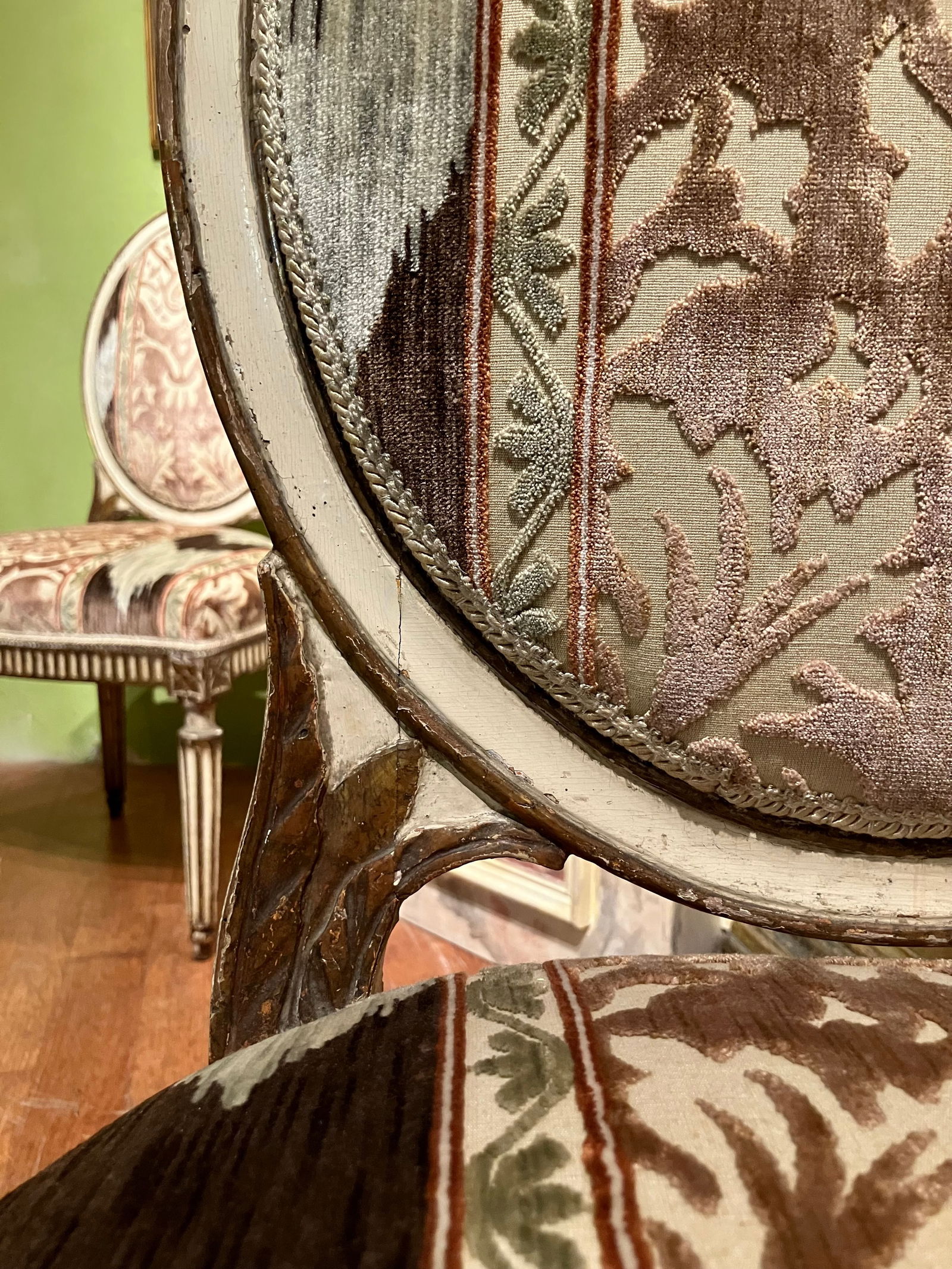 Chairs in Lacquer and Ikat Damask Upholstery, Set of 2 - 15