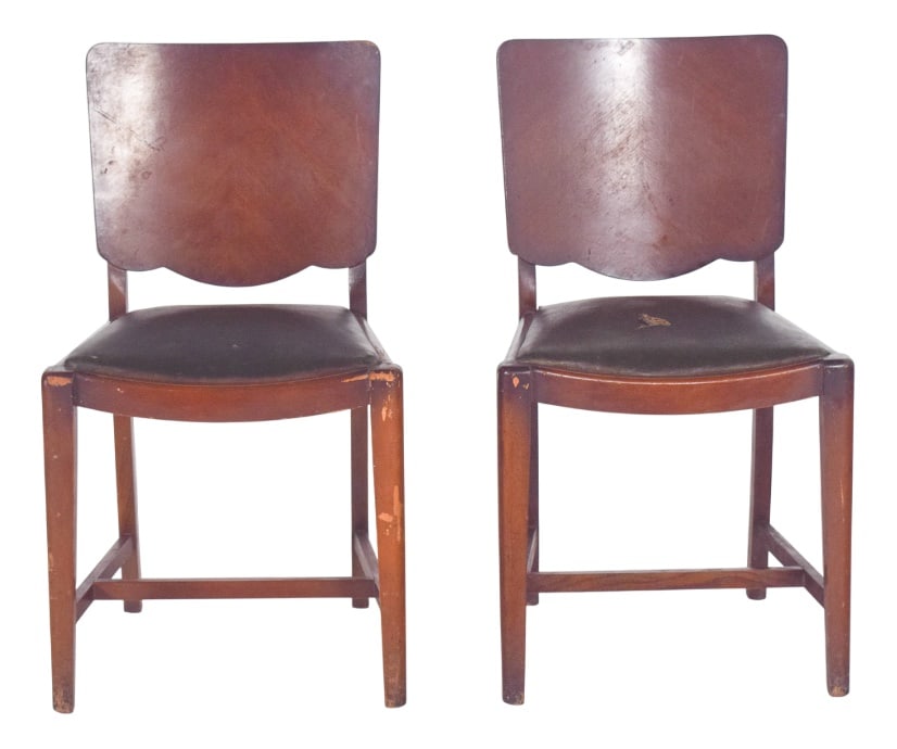 Chairs with Synthetic Leather, 1920s, Set of 2 (1 of 7)