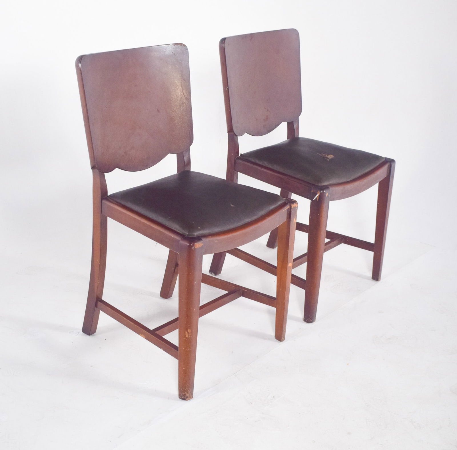 Chairs with Synthetic Leather, 1920s, Set of 2 - 6