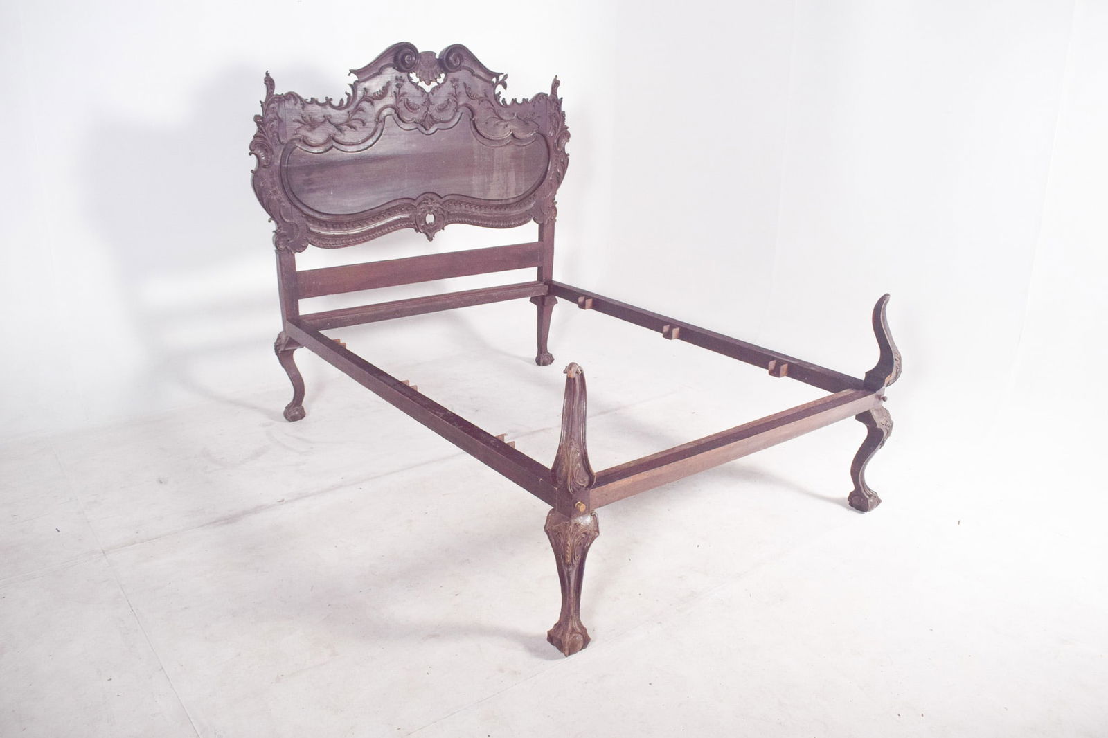 Portuguese Oak Double Bed, 1890 - 2
