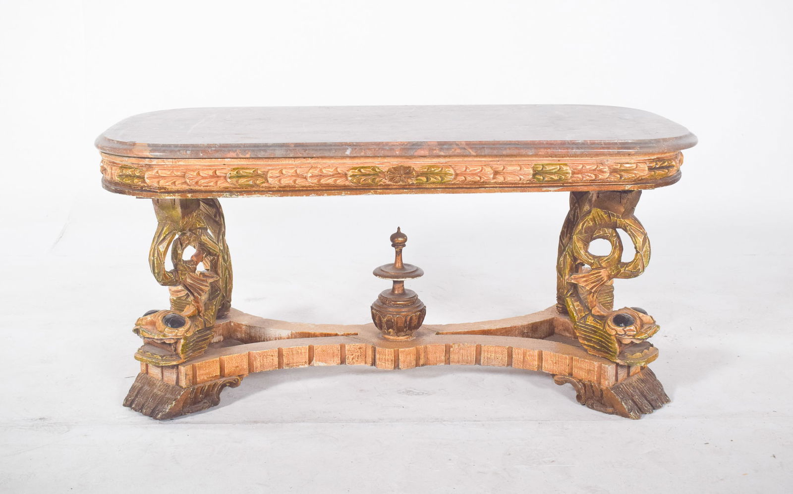 Rectangular Coffee Table with Marble Top, 1920s - 7