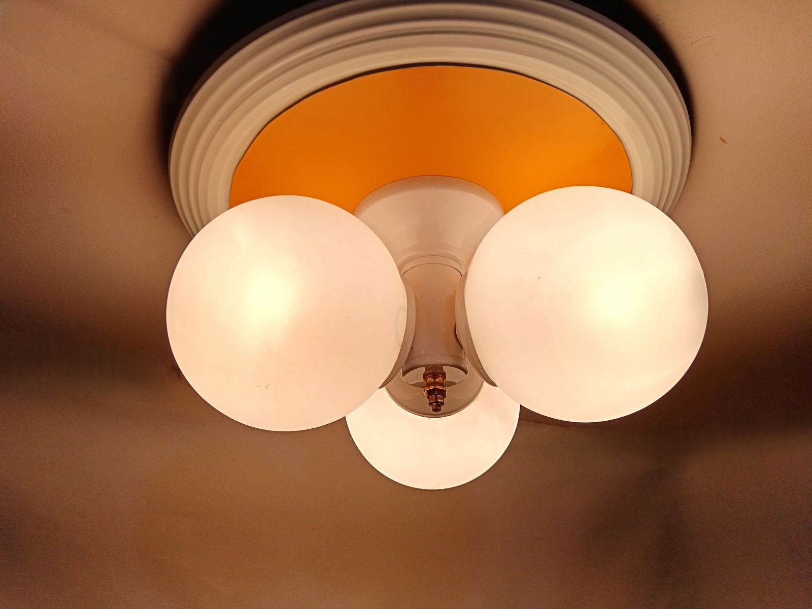 Modern Ceiling Light in Opaline Glass, 1970s - 5