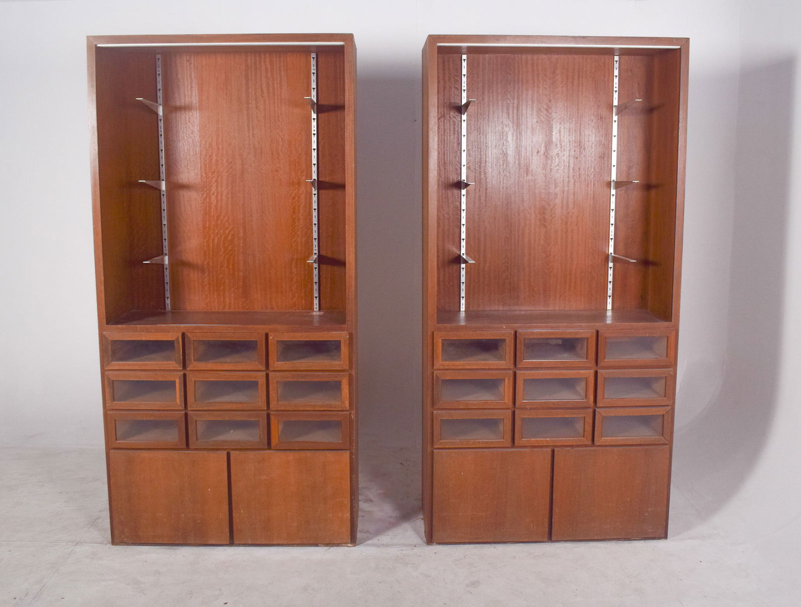 Shelves with Doors and Glazed Drawers, 1950s, Set of 2 - 11
