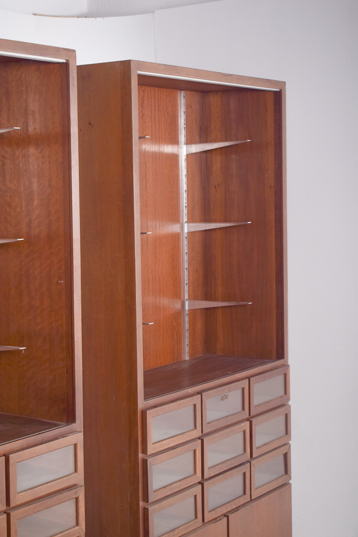 Shelves with Doors and Glazed Drawers, 1950s, Set of 2 - 2