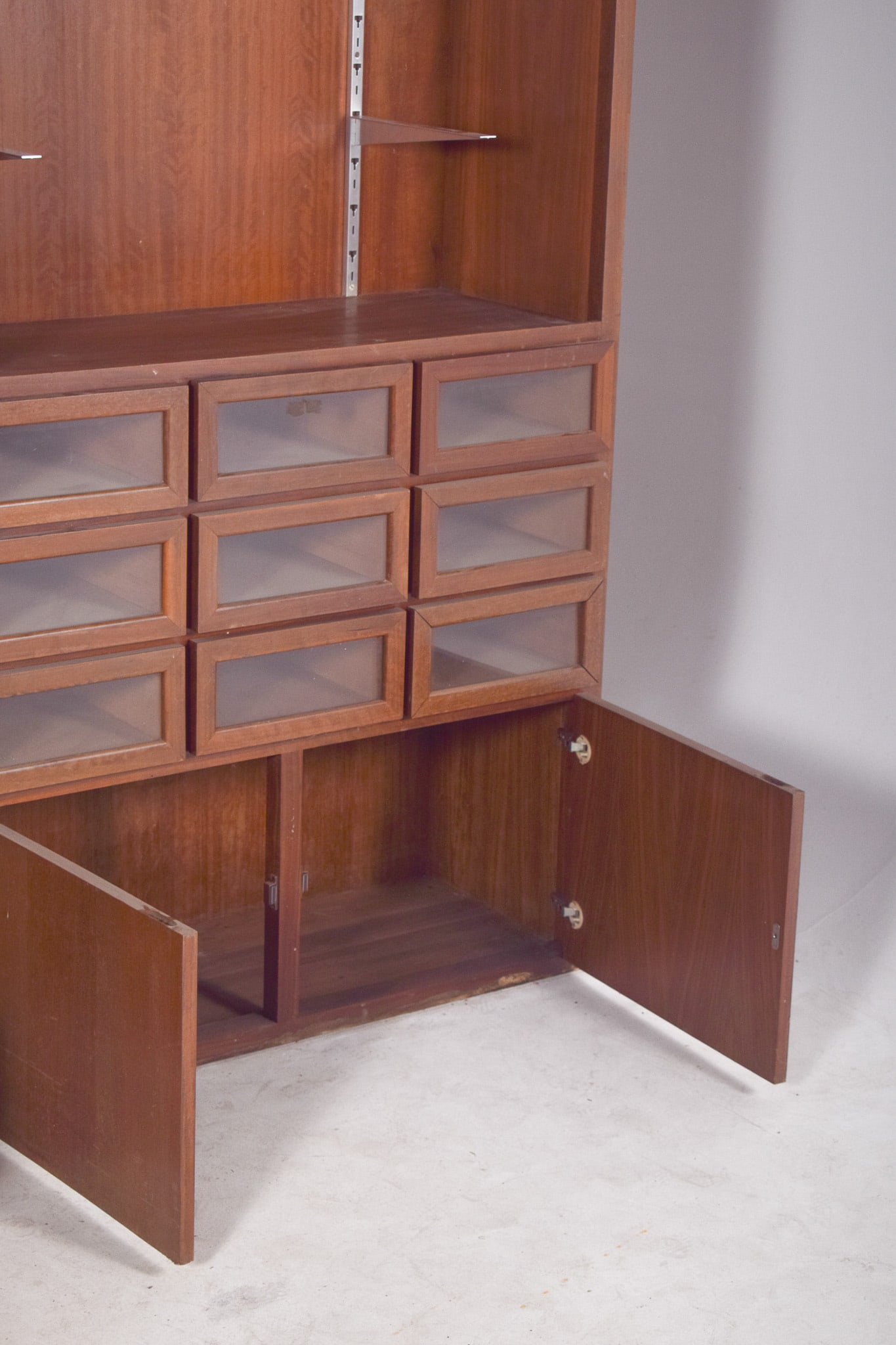 Shelves with Doors and Glazed Drawers, 1950s, Set of 2 - 3