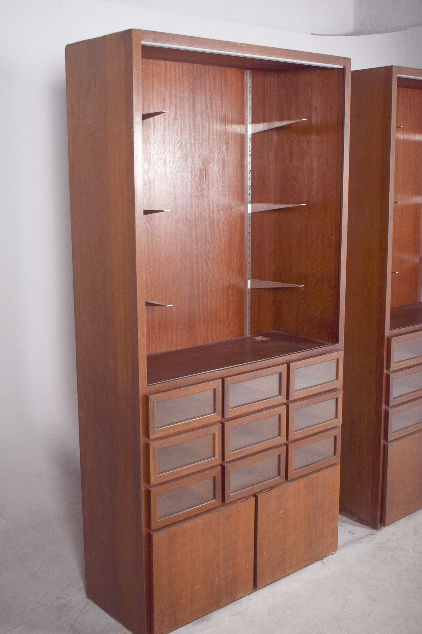Shelves with Doors and Glazed Drawers, 1950s, Set of 2 - 4
