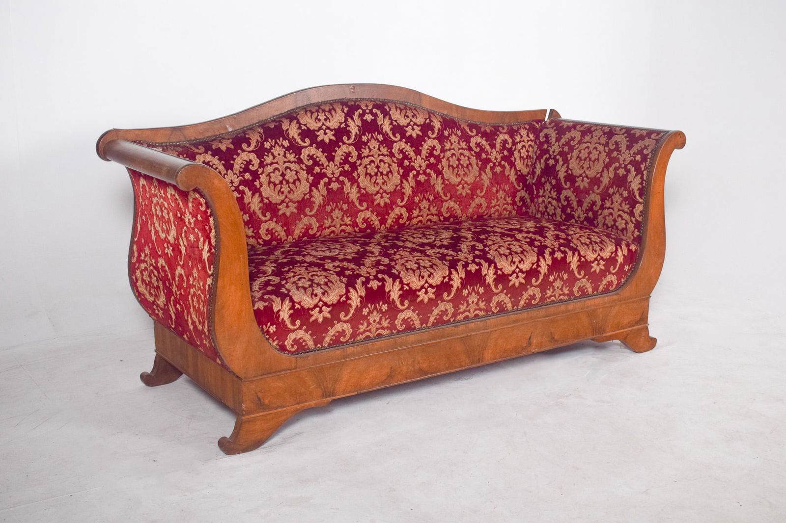 Empire French Canape Upholstered in Red Fabric - 5