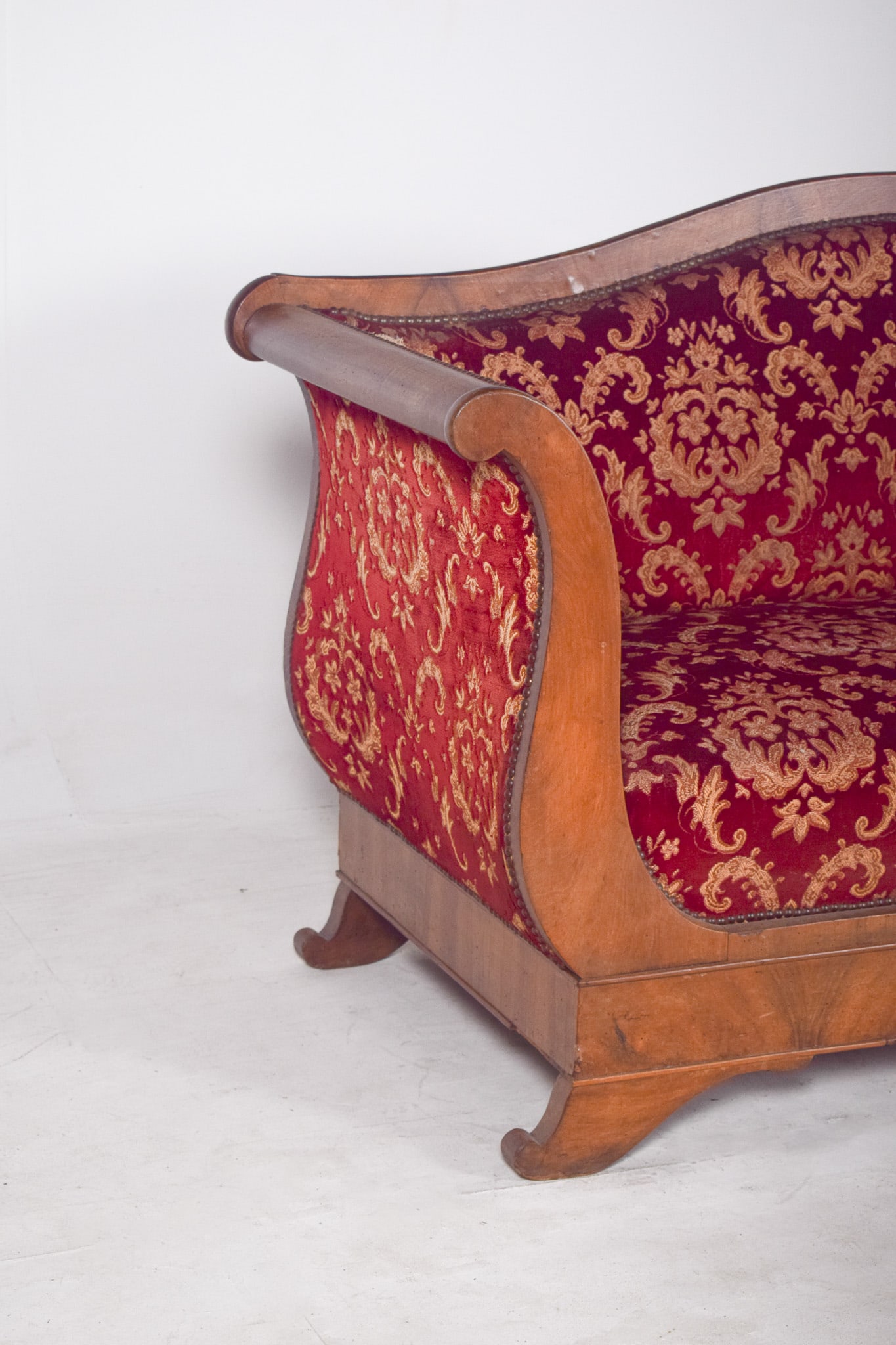 Empire French Canape Upholstered in Red Fabric - 6