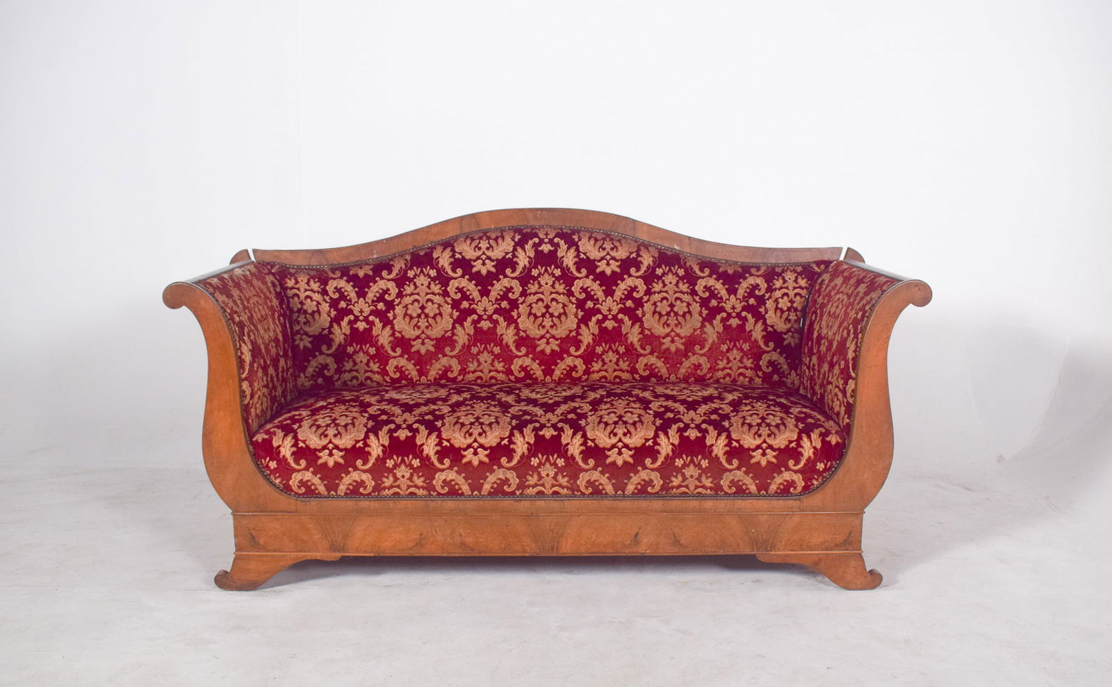Empire French Canape Upholstered in Red Fabric - 7
